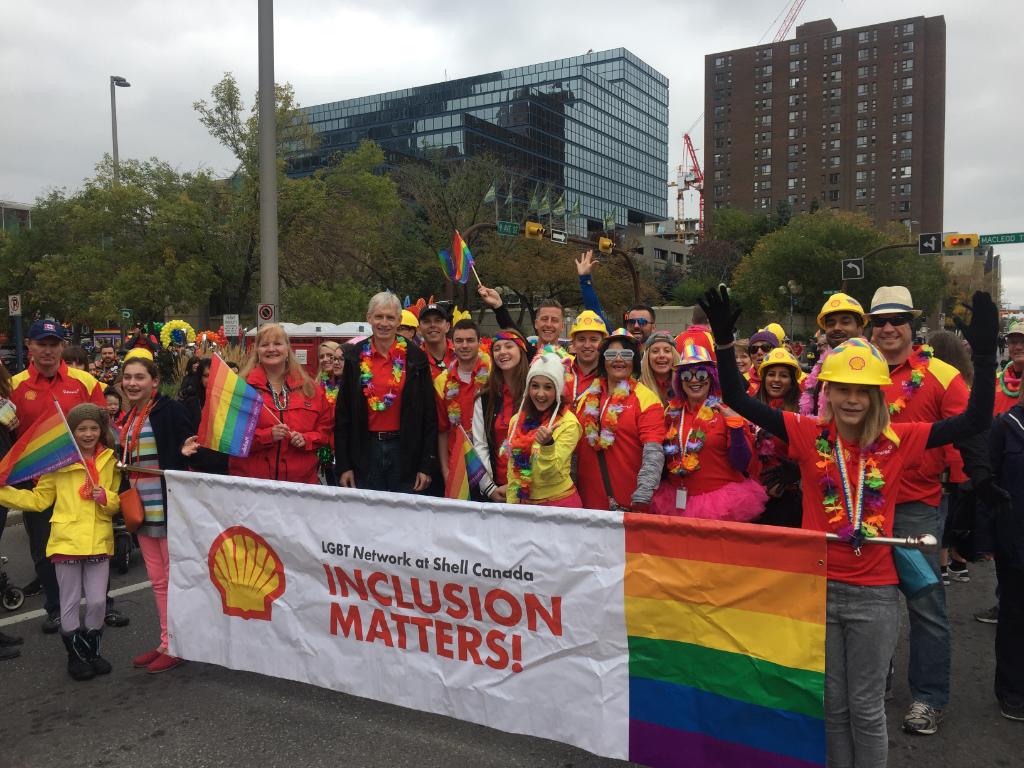 Shell_Canada's tweet photo. Proud to be participating in and sponsoring #yycpride parade. Diversity and Inclusion at the heart of what we do. https://t.co/6ssvHJzv5n