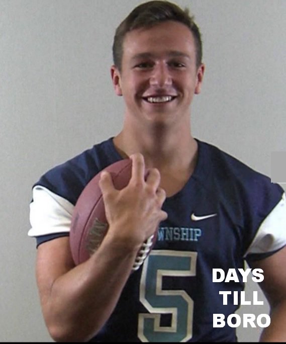 FTHSfootball's tweet photo. Senior captain @Anthony_Lotti helps count down 5 days till Boro - Friday, Sept. 9th at FTHS (6:30 PM) #NeverOutHit https://t.co/60B6ldJ9JV