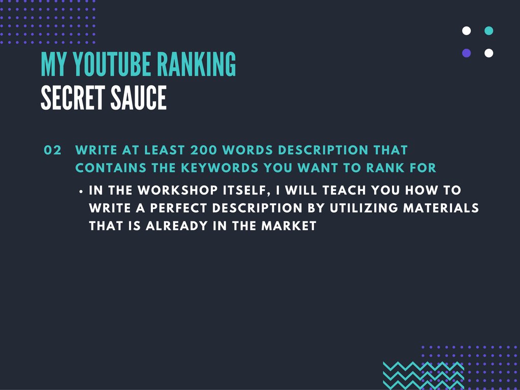 tracypang88's tweet photo. Part of my secret sauce in ranking #Youtube video in 48 hours. Learn more at https://t.co/iCQPQxlUbj  #videoseo https://t.co/zR2PLuMQcW
