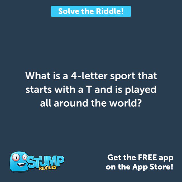 russianswimmer's tweet photo. Help! Can you help me solve this riddle? Download the app #StumpRiddles! https://t.co/UqQZBoBTSE https://t.co/OwPttT7RXd