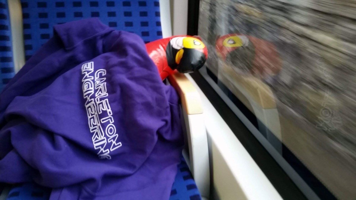 PirateEra2016's tweet photo. Polly catching some zzz before opening ceremonies #engfrosh2016 #hype https://t.co/XhsPP08OEB