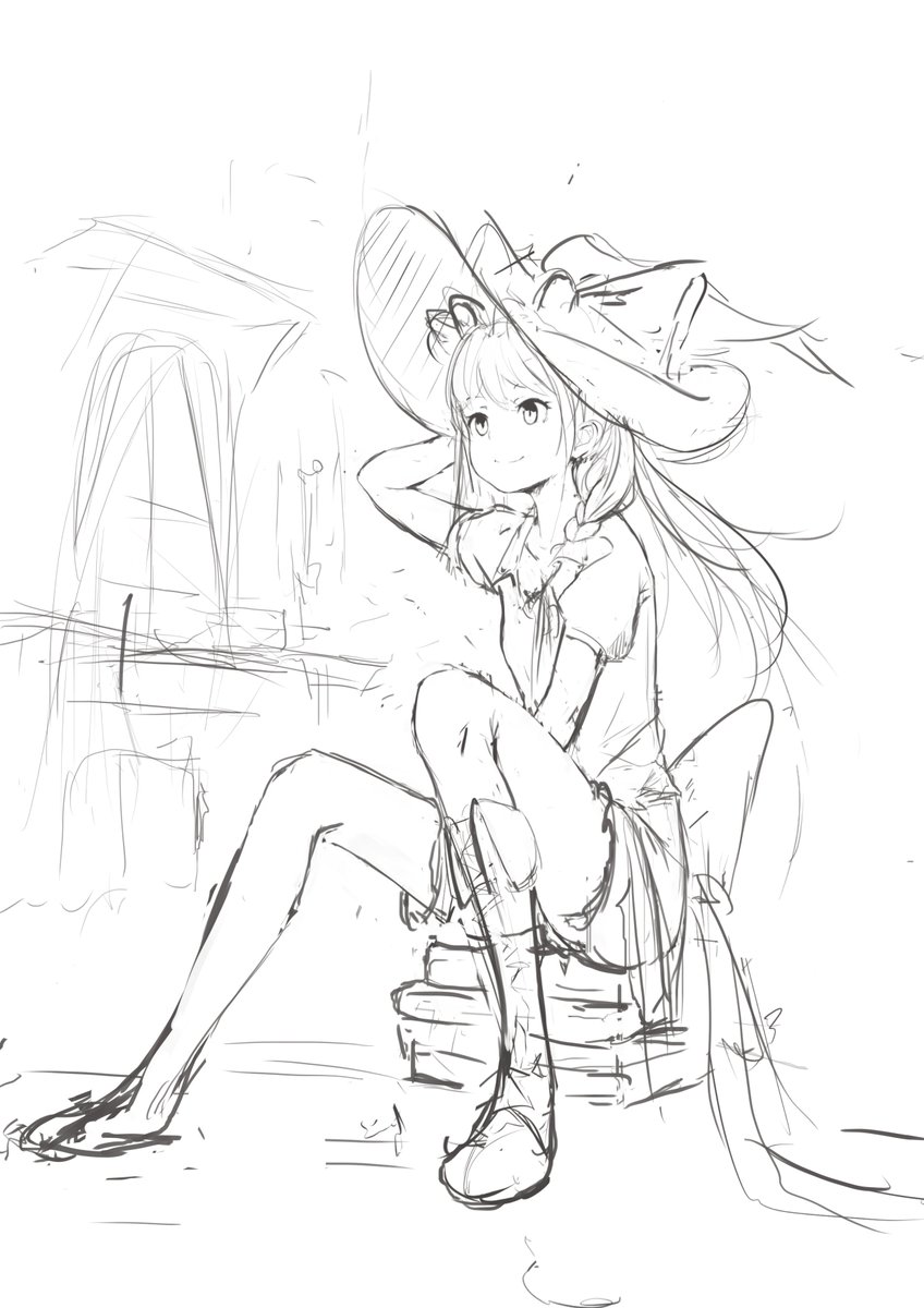 どれだけ画力が上がったか見る為に魔理沙を描いてみる
ラフ 