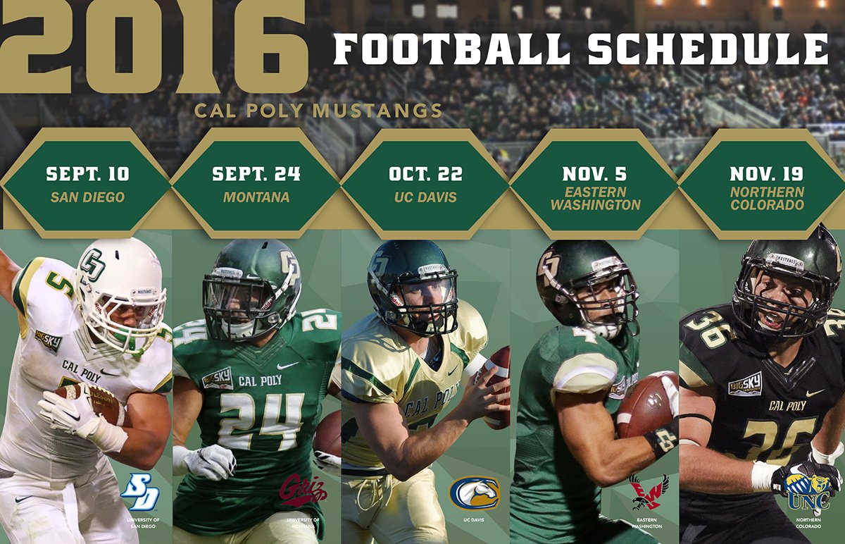 calpolyfootball's tweet photo. Home game #1 coming this weekend @calpolyfootball get signed up 2 see the @calpoly #Mustangs in action #thinkCalPoly https://t.co/QmdMo9Mqcq
