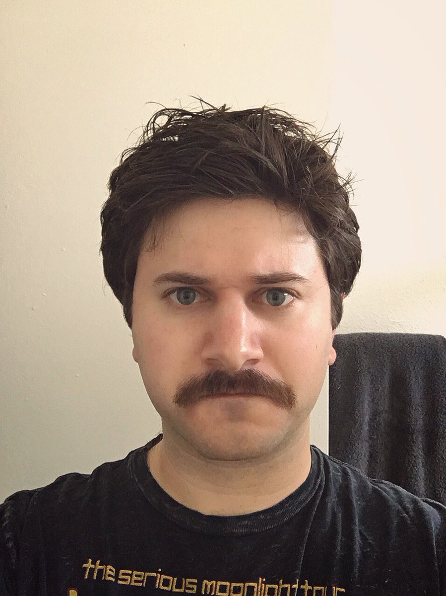 Trimmed down to just the 'stache for tomorrow's stream. Was shooting for Freddie, wound up Nick Offerman.