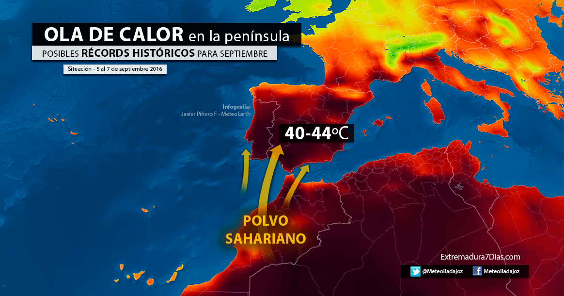 MeteoBadajoz's tweet photo. España y Portugal afrontan una Ola de Calor de RÉCORD esta semana! Os lo contamos aquí: https://t.co/FQOrCkBCdd #FMA https://t.co/eJgm7iG7Yx