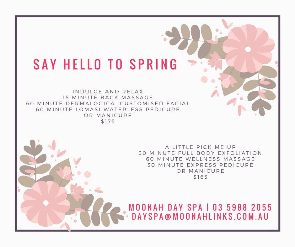 Spring is officially here and the Moonah Day Spa has the perfect way to kick-start the change in season #moonahlinks