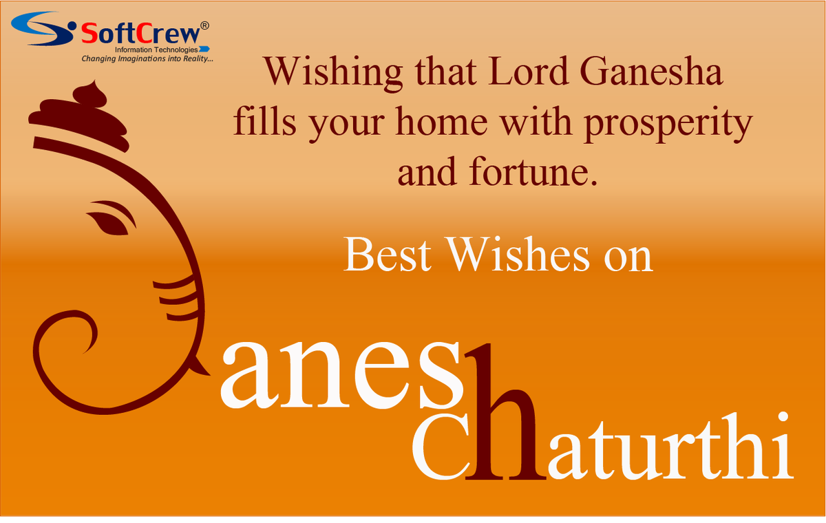 softcrewit's tweet image. Wish You A Very !! Happy Ganesh Chaturthi !!
