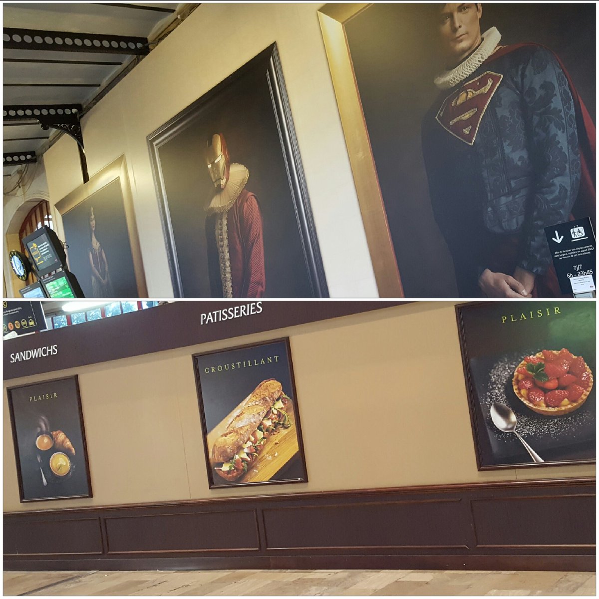 OlgaPo9's tweet photo. Gare d'Astrlz : photos des super héros "flamands", natures mortes fast food - le mode "#tableau" revient à la mode. https://t.co/DLc19mbZzU