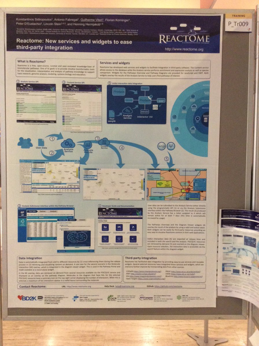 reactome's tweet image. Visit Guilherme Viteri @eccb2016 poster (P_Tr009) session now &amp;amp; 5:30 #usereactome