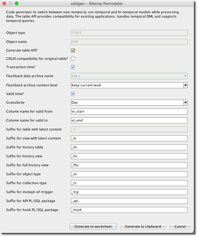 phsalvisberg's tweet photo. Bitemp Remodeler for #SQLDev - sneak preview. #oddgen https://t.co/1HbVU8vcAq