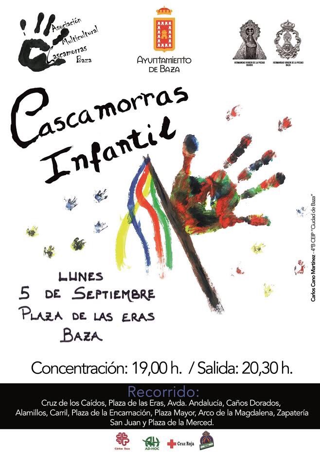 #CASCAMORRAS #INFANTIL
19:00 horas. #Concentración.
20:30 horas. #Salida.
#PlazadelasEras #Baza #ynoselallevan