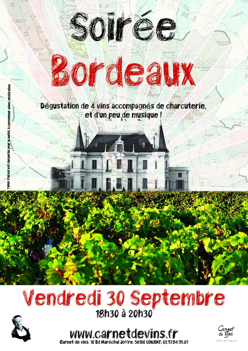 carnetdevins's tweet image. Prochaine soirée à la cave spéciale Bordeaux! #bordeaux #Lorient #carnetdevins