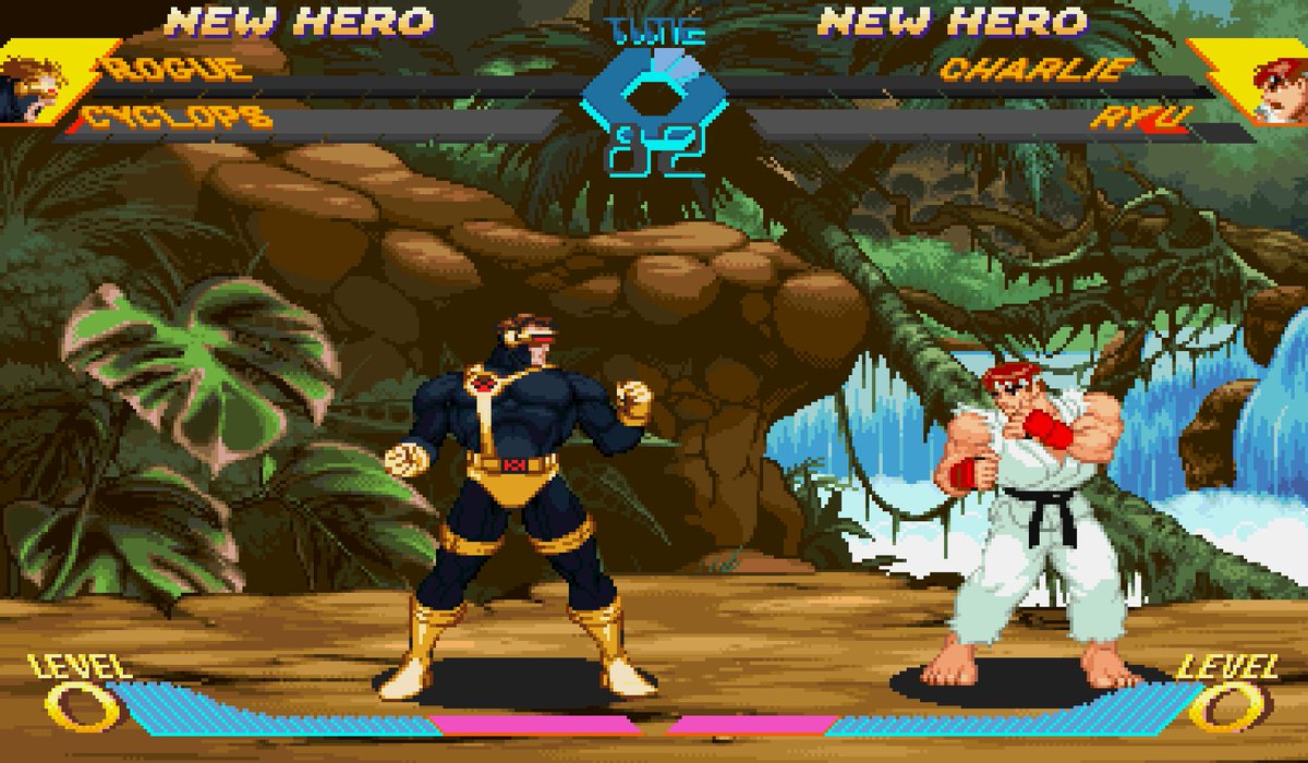 CPS2Evolved's tweet image. The X-Men characters are done. You can also catch a glimpse of the partially re-colored interface! #xmen #xvsf