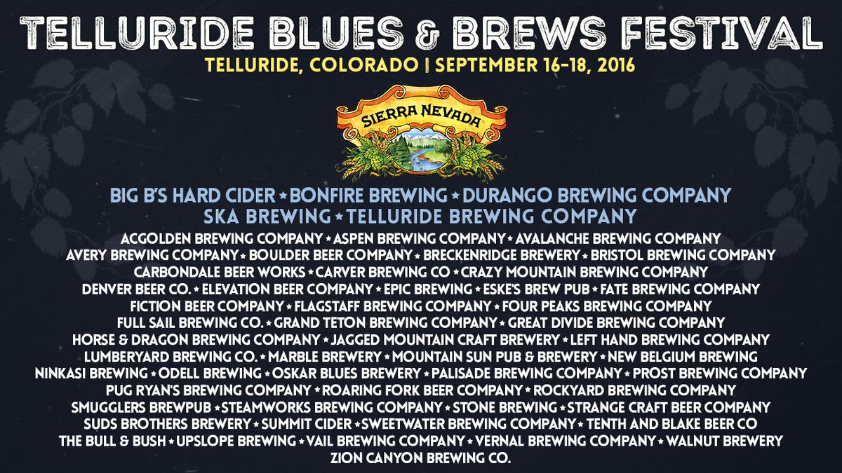56 microbreweries and 170+ craft beers and ciders at the #TellurideBlues Grand Tasting - bit.ly/2cjFRR6