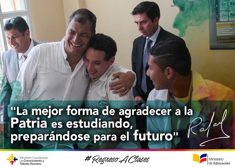 ConocimientoEc's tweet image. “No hay que escatimar esfuerzos para dar educación de calidad a nuestro pueblo”, @MashiRafael #RegresoAClases