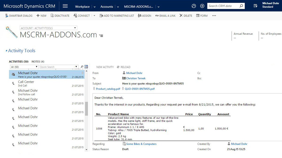 mscrmaddons's tweet photo. #ActivityTools for #MsDynCRM: Add some #Outlook feeling to #CRM! https://t.co/hQ2J1db8pA #freetrialversion https://t.co/6blT8FaI0n