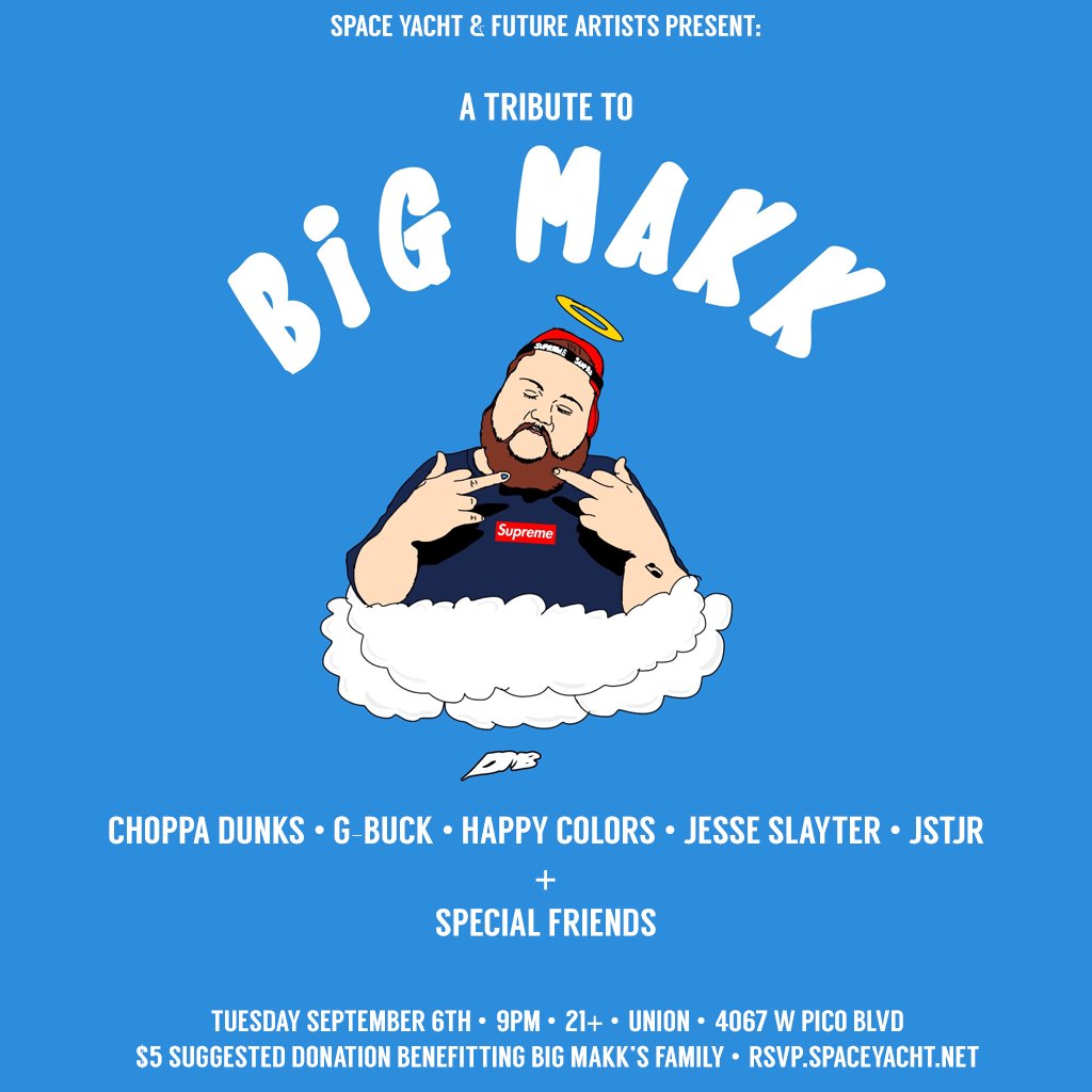 The gang will be at Union tomorrow night to celebrate the life of <a href="/BIGMAKK_/">BIG MΛΚΚ</a> 

RSVP/donate: rsvp.spaceyacht.net