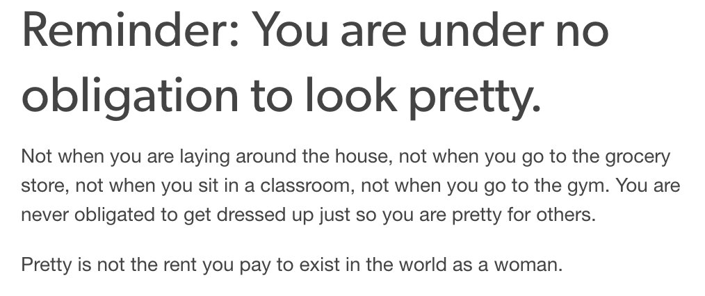 AgainstSuicide's tweet photo. Pretty is not the rent you pay to exist in the world as a woman. https://t.co/V4W1Q2gYI6