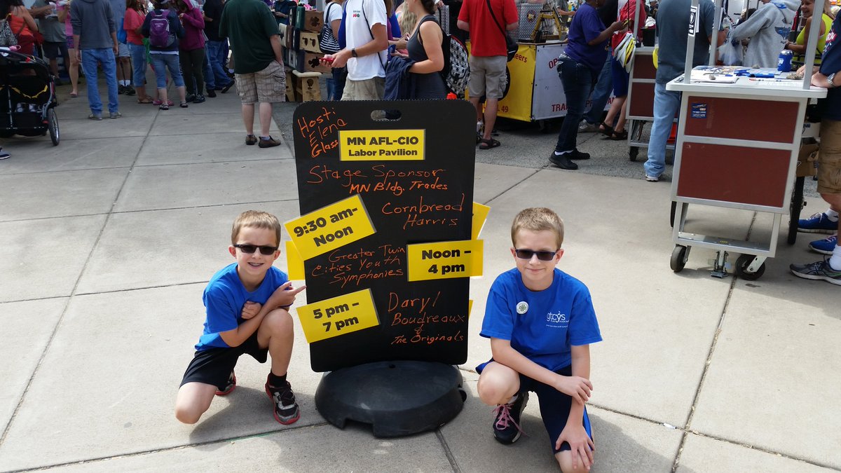 AnnetteKuehne's tweet photo. These boys got to play horn and trumpet at the MN state fair on its busiest day ever. #gtcys https://t.co/FkXgqTq52C