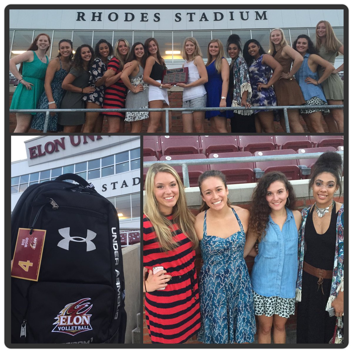 ElonVB's tweet photo. Annual Welcome Back Picnic...thx to @elonphoenix for our new #UnderArmour backpacks #SeniorLasts #ElonVB2016 https://t.co/4qS0SNU68y