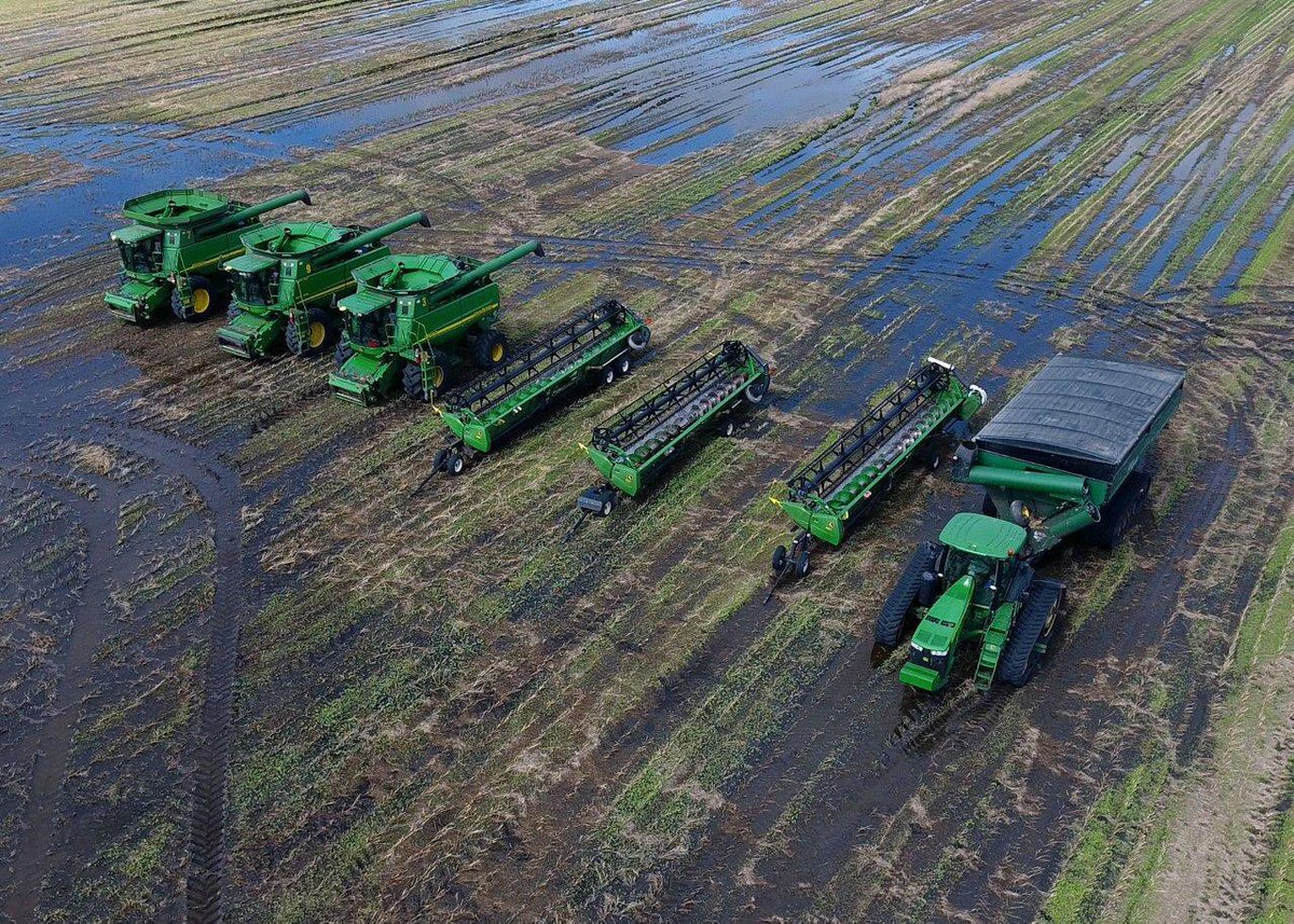 Well our equipment is field swimming after up to 3" rain. No hurry to be going anywhere! #mbharvest16 #mbstorm16