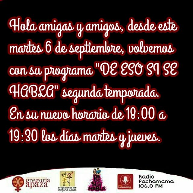 KossetMamani's tweet photo. No se pierdan el regreso del programa #DeEsoSiseHabla atravez de radio Pachamama. https://t.co/JVzwVFSeXQ