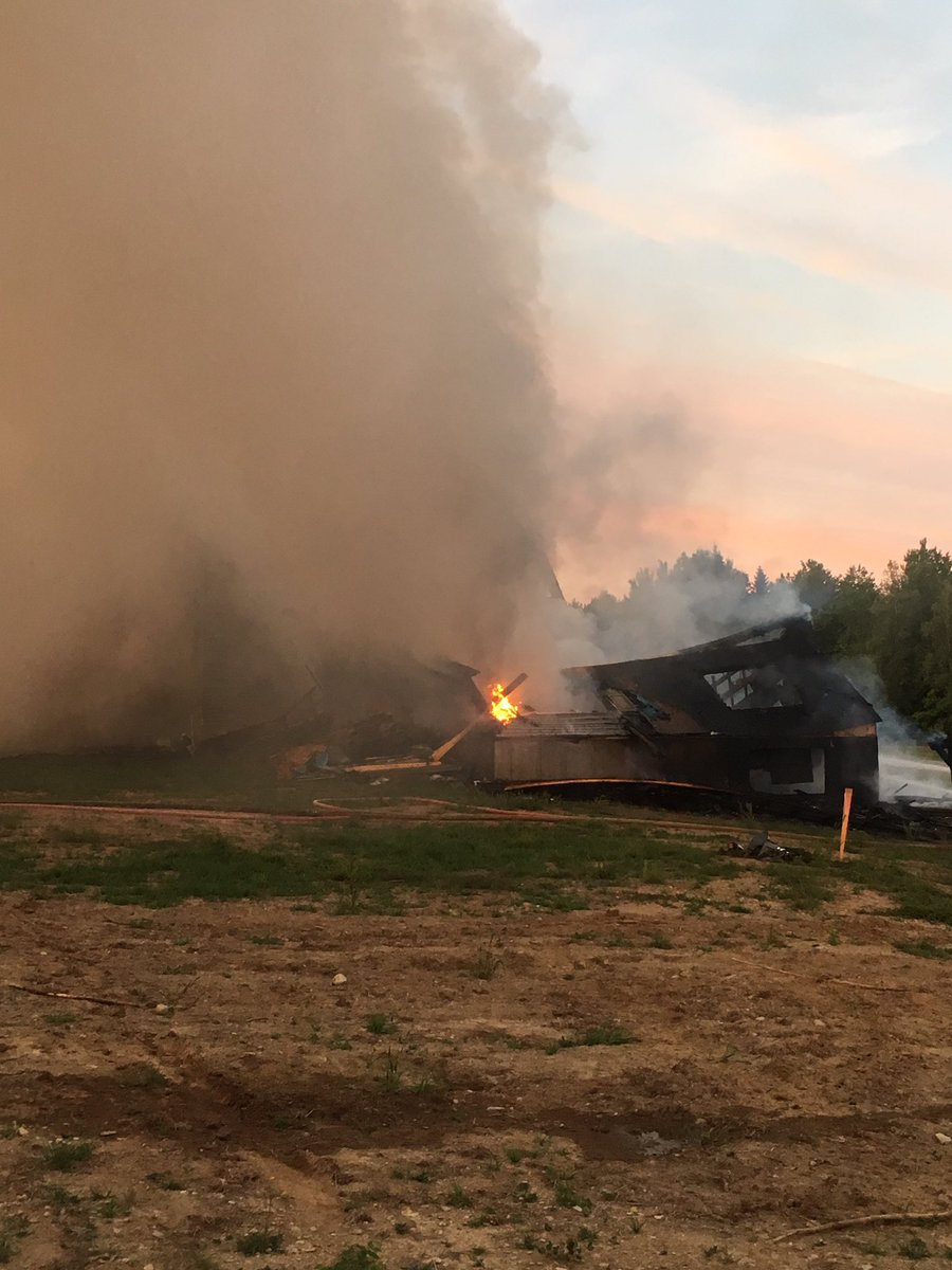 AshleyPaulNews's tweet photo. Several crews on scene of structure fire on Quinn Road in Levant. Avoid area. @FoxABCMaine https://t.co/lHwxEqFV1z