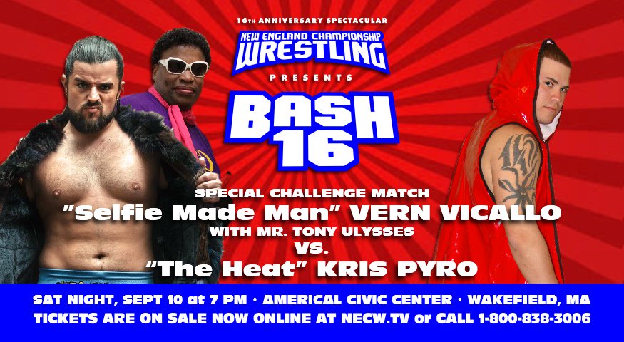 necw's tweet photo. 2 more bouts for @NECW's #BASH16 This Sat night in Wakefield. Tix at https://t.co/5zlolCIkEw or 800-838-3006 https://t.co/biQj2BTfLz