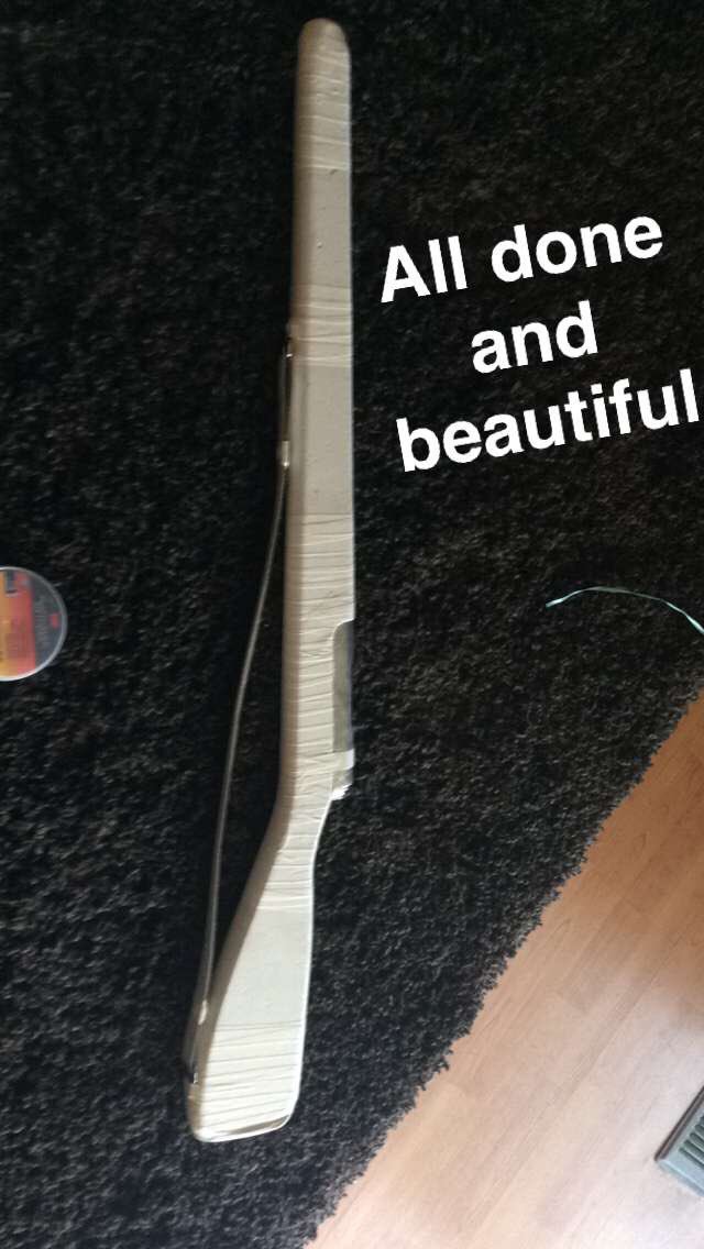 skepticangel's tweet photo. Stripped, Sanded down, Painted and put back together!! My baby is beautiful again!! #colorguard #rifle #rifleline https://t.co/d5k9msSj4T