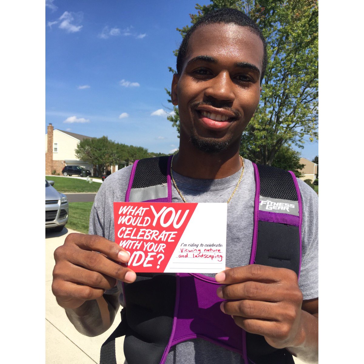 Jabbar is riding to celebrate viewing nature and landscaping. #24DaysOfCelebration #everyonecanride