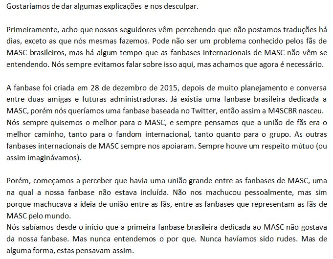 M4SCBR's tweet photo. [#OFF] Aos nossos seguidores. Por favor, leiam: https://t.co/sVpSCq5bBS