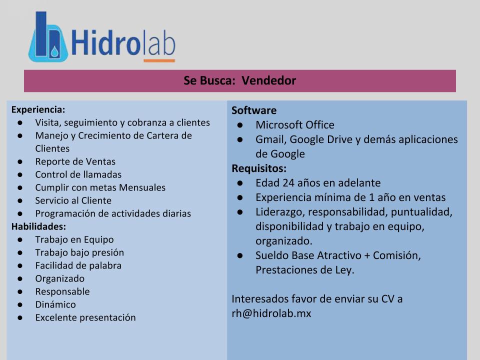 mikol92's tweet photo. Por expansión, en #Hidrolab buscamos a vendedores, técnicos físico-químicos y encargados de calidad. #Apodaca #mty https://t.co/i0PndkcFbZ