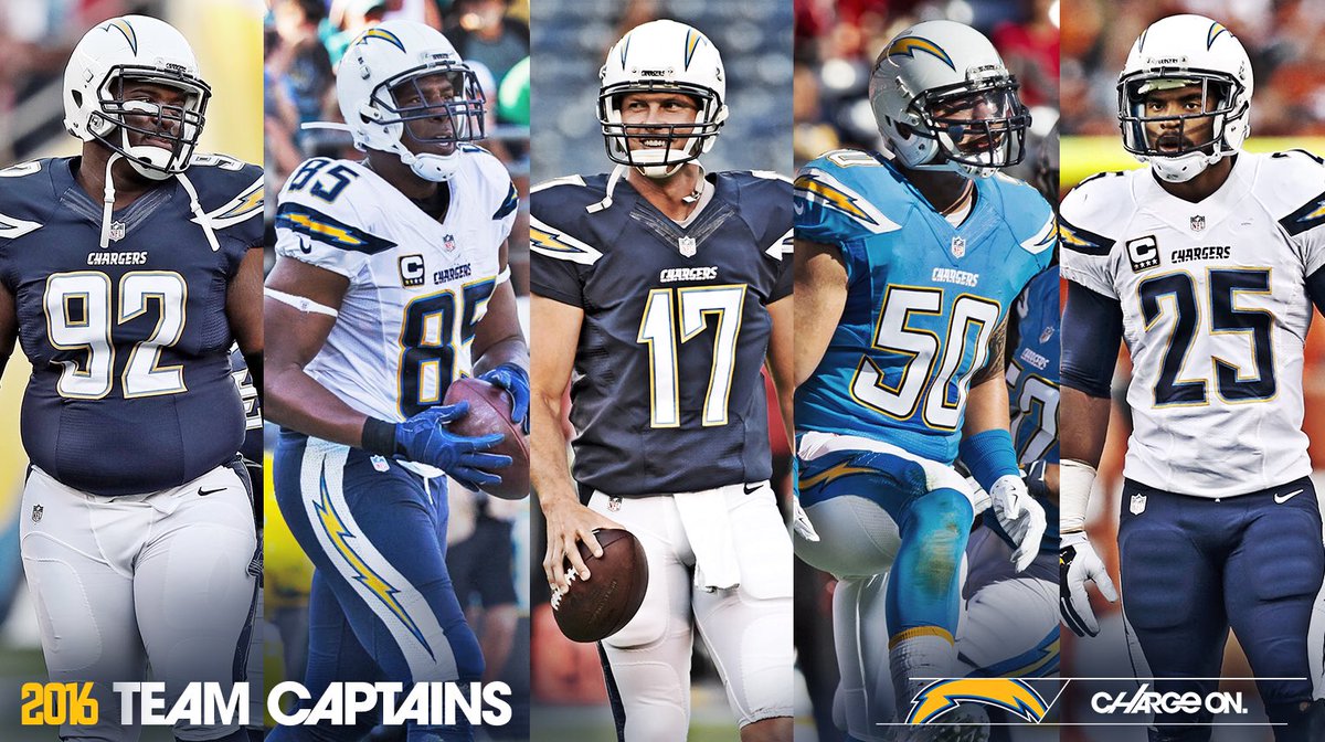 chargers's tweet photo. Introducing your 2016 team captains... #ChargeOn https://t.co/wskPEPyIl5