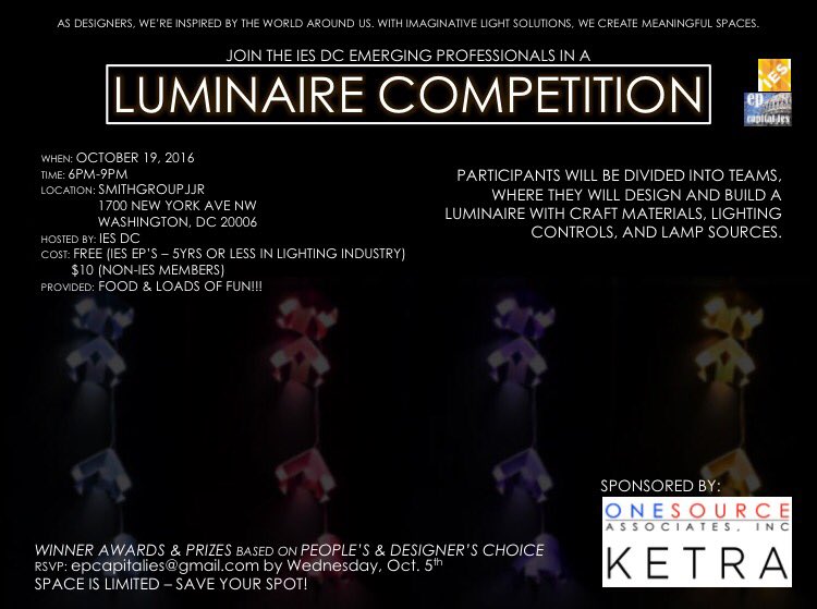 Hey EPs! Join us for our first EP event this year - a luminaire design competition!  #IESDC #IESEP