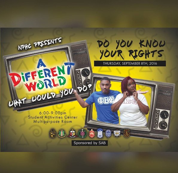 Do you really KNOW what your rights are? Come find out this Thursday in the SAC MPR! 6-9 PM FREE FOOD! #NPHCWeek16!