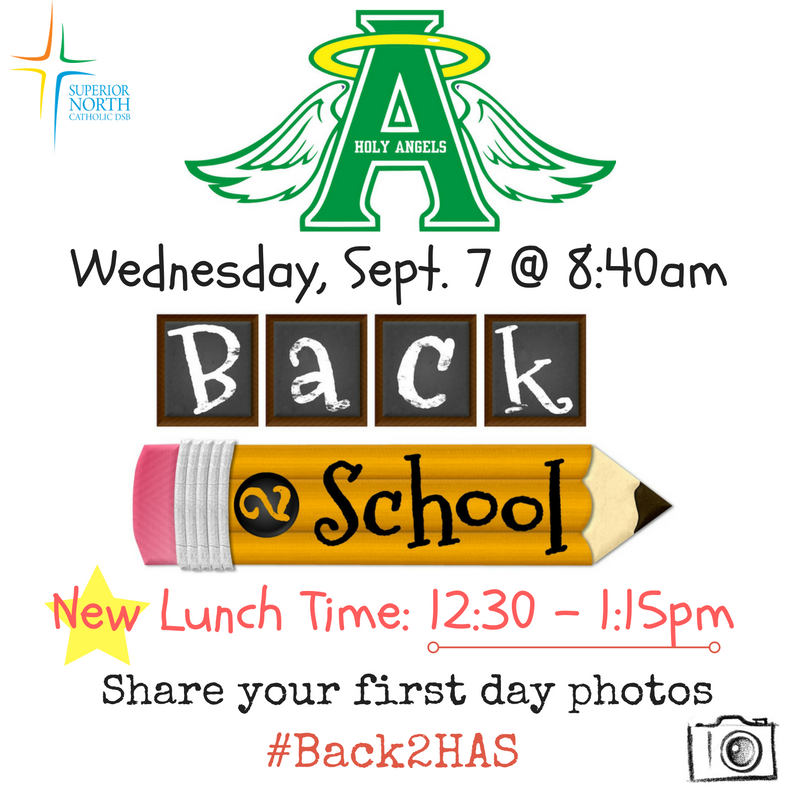 kfilane's tweet photo. It's that time of year - #Back2HAS School starts Wed @ 8:40am (Lunch at 12:30pm) #HASlearns #SNCDSB https://t.co/XtuN4E7uhl