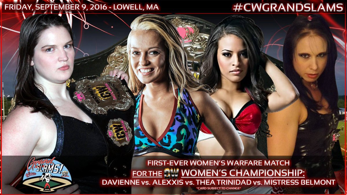 MarkinOut's tweet photo. 9/9 @ChaoticWrestlin Lowell MA:@davienne_long v @TheaTrinidadTMT v @alexxisnevaeh v @MistressBelmont/@Rhyno313&amp;MORE! https://t.co/WeoY9Qk3Mm
