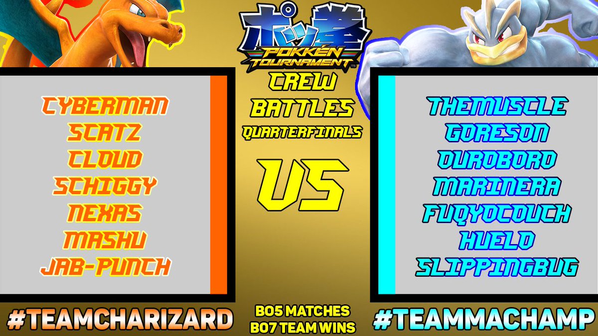 Stealthless's tweet photo. Winner takes on #TeamBraixen in the Semifinals! Who do you got? #TeamCharizard or #TeamMachamp? #PokkenTournament https://t.co/10N5ZH2EI5