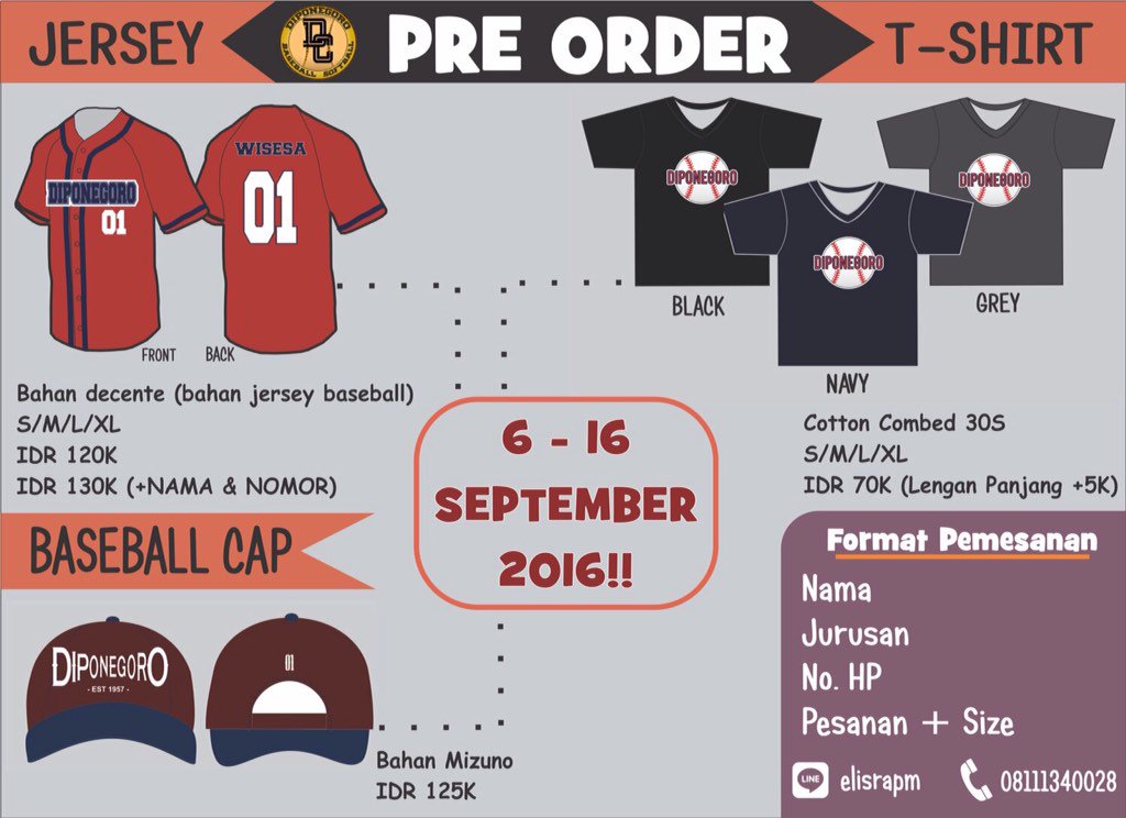 [COMMERCIAL]
Suka Baseball dan mau punya merchandise Baseball?? Versi undip ada yang baru nih! Yuk diorder 😎