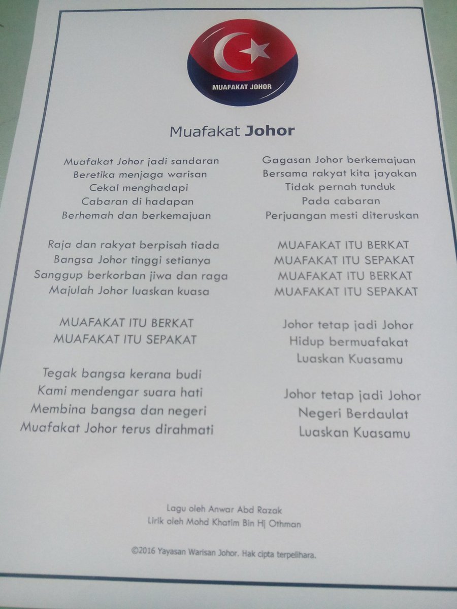 lagu bangsa johor lirik