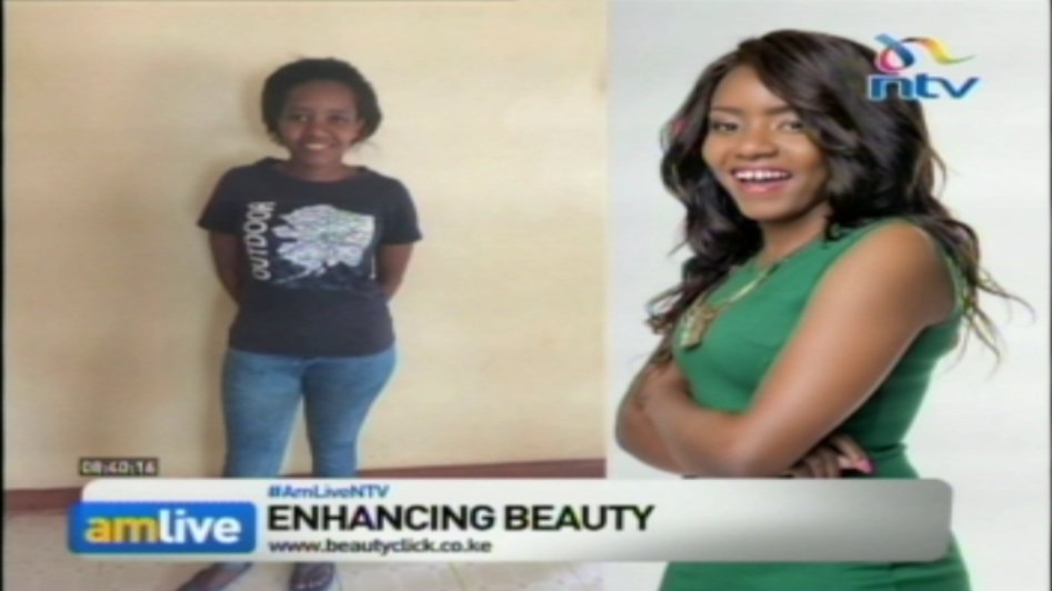 AMLiveNTV's tweet photo. Enhancing Beauty: See the transformation by BeautyClick &amp; Ebony Salon. @KobiKihara 

USE #AMLiveNTV https://t.co/RgdWKNrSrZ