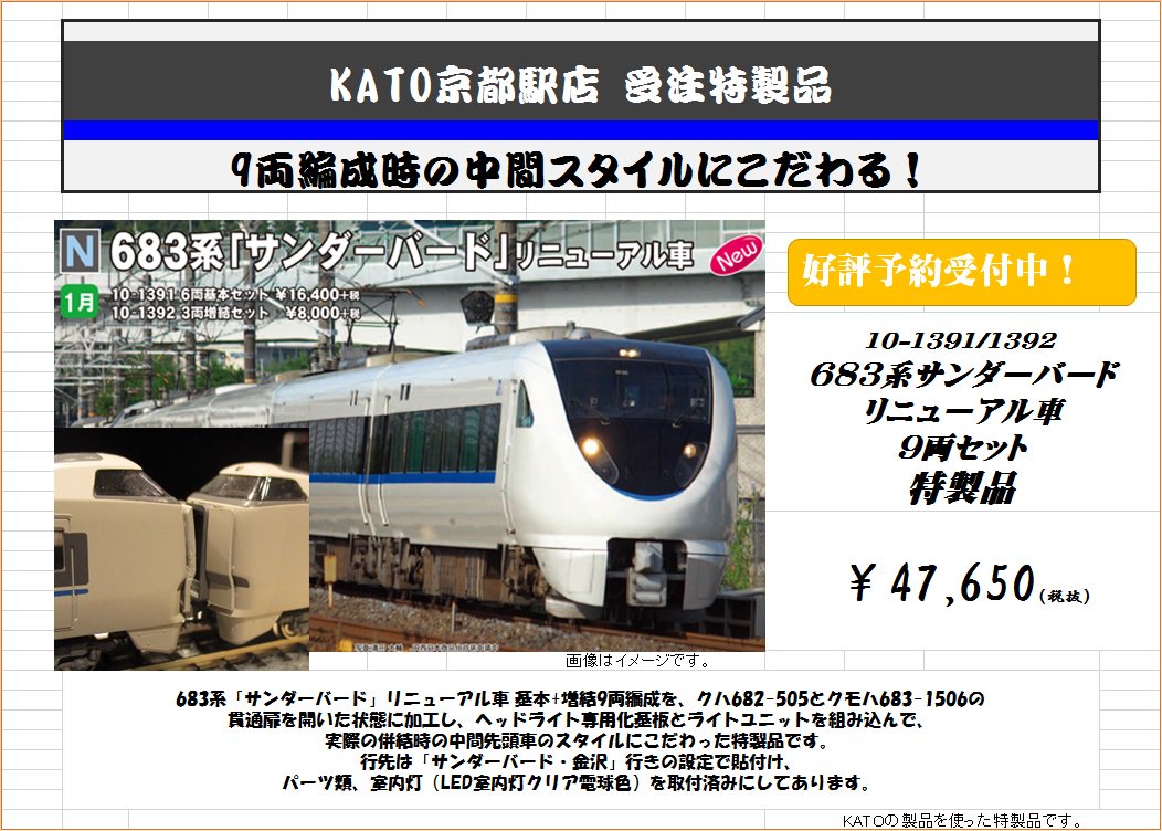 KATO　10-1391 683系「サンダーバード」（リニューアル車）9両セット KATO 10-1391 683系「サンダーバード」（リニューアル車）9両