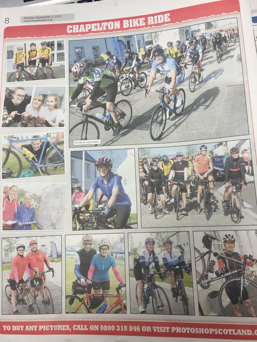 ChapeltonBike's tweet photo. Some more brilliant pictures in last night's Evening Express. Lots of happy cyclists! #ChapeltonBikeRide 🚴🏼 https://t.co/QZJY3rACOg