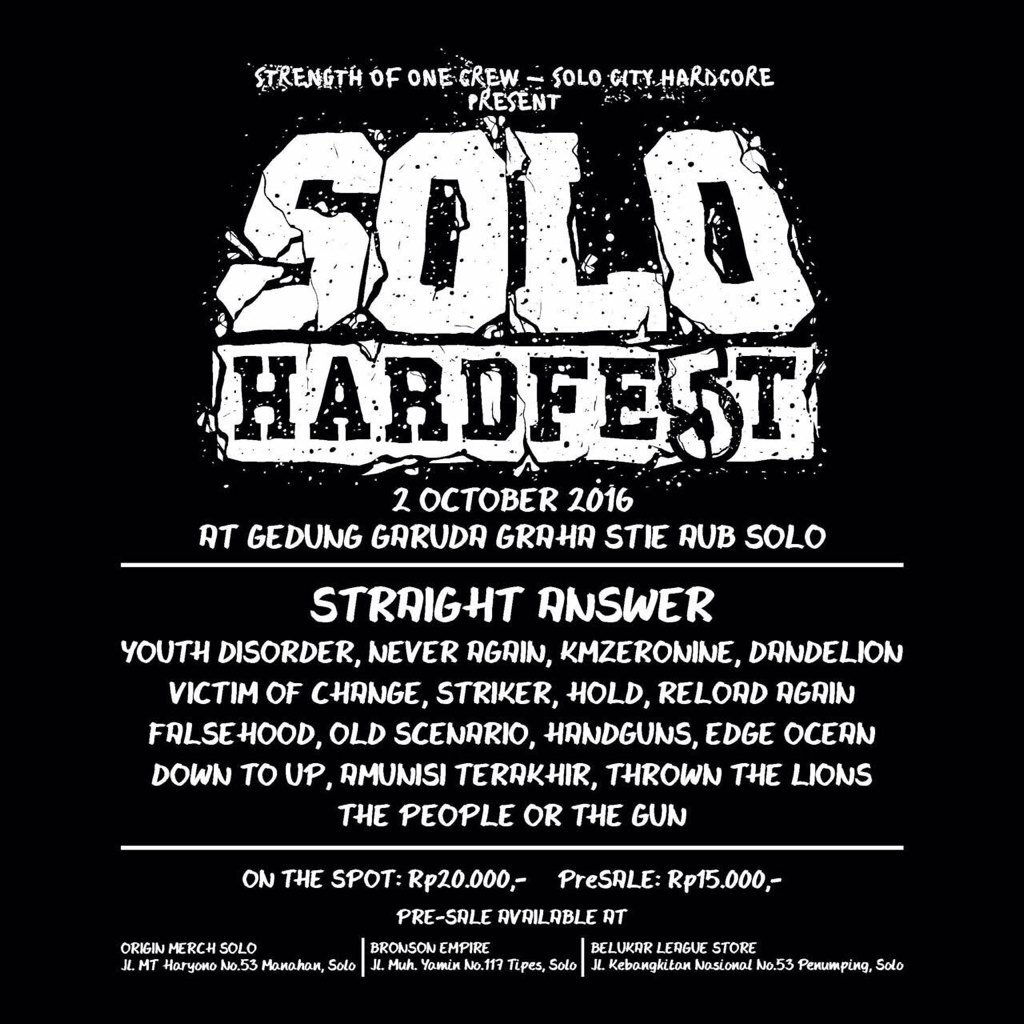 solo hardfest V on 2 oktober 2016. Ticket presale available at <a href="/bronson_empire/">Bronson Empire</a> @belukarstore <a href="/OriginMerchSolo/">OriginMerch</a>