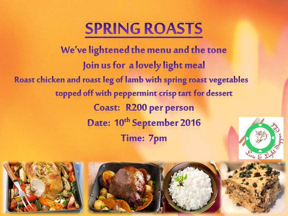Love_LightSC's tweet photo. Join our #SupperClub for a delicous #SpringRoast meal - book your seat now!  nicole@lovesupper.co.za https://t.co/XOCz3J4dZl