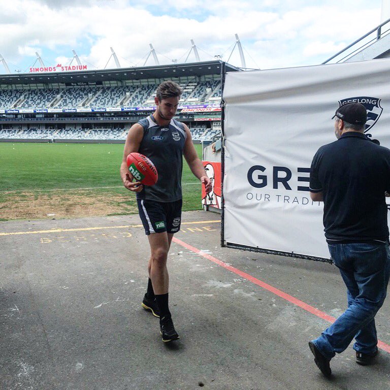 WHAT A DAY! Filming with @woolworths down at @GeelongCats today..