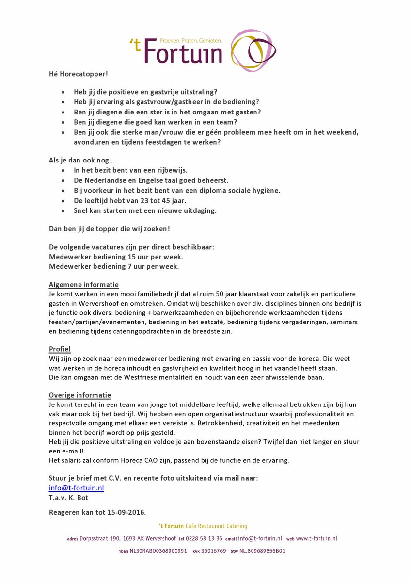 Ben jij die horecatopper die wij zoeken!? #vacature