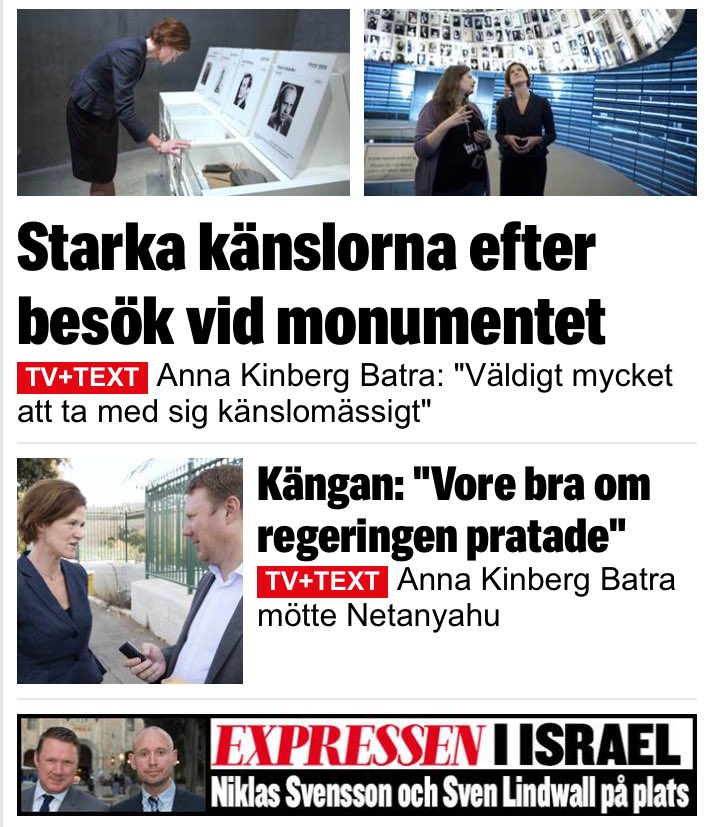 niklassvensson's tweet image. Ny tv-intervju med Anna @kinbergbatra efter besöket på Förintelsemonumentet i Jerusalem:
expressen.se/nyheter/anna-k…