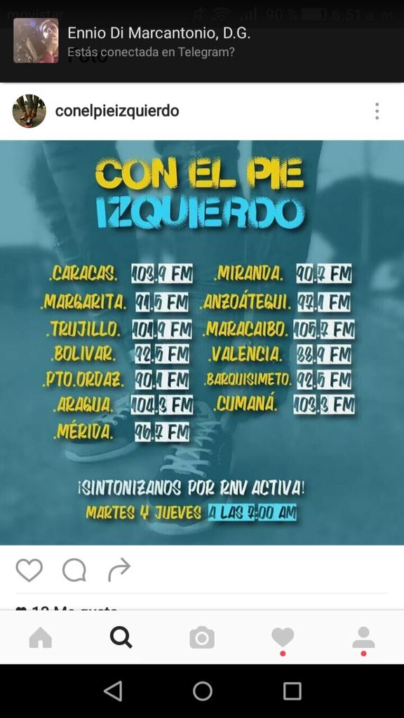 #ConElPieIzquierdo Actívense @Rnvactiva 103.9FM desde las 7AM hasta las 9Am.
