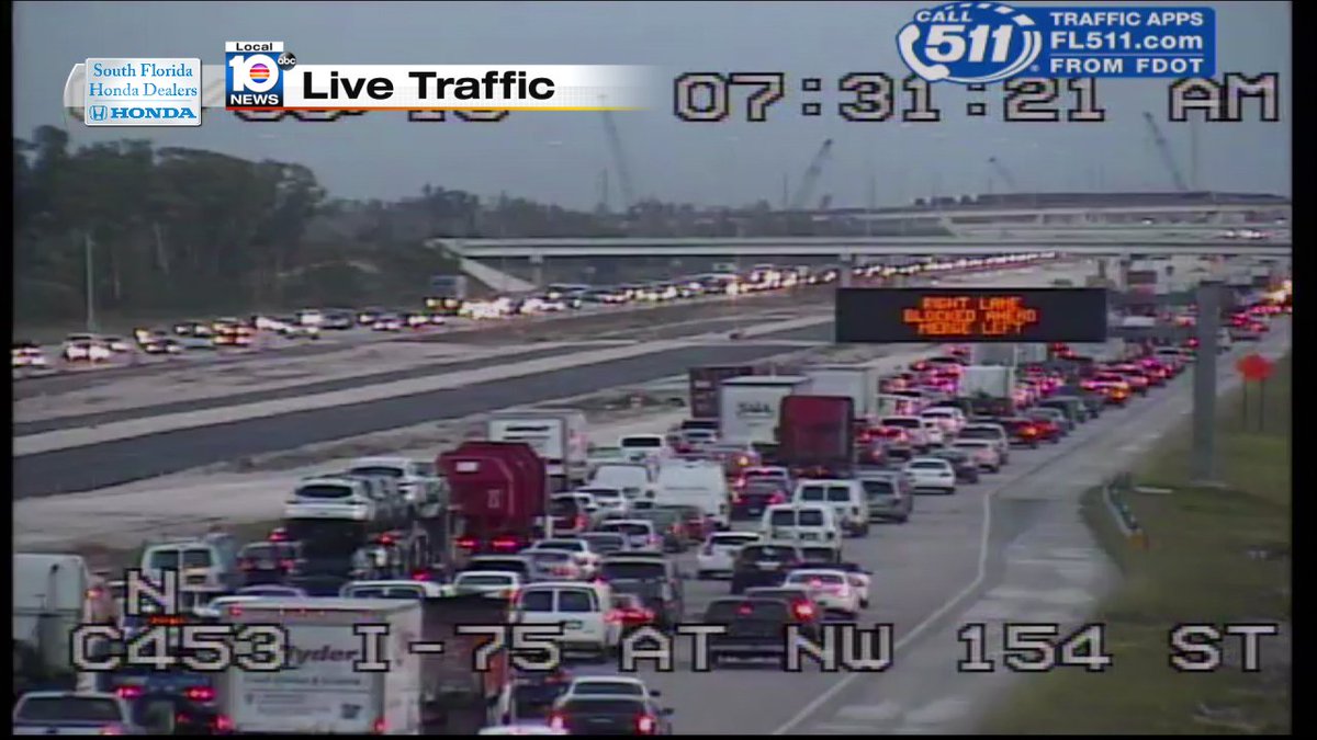 Delays from Rollover wreck on I-75 NB at Miami Gardens Dr #traffic #miami https://t.co/BM221RbEKb